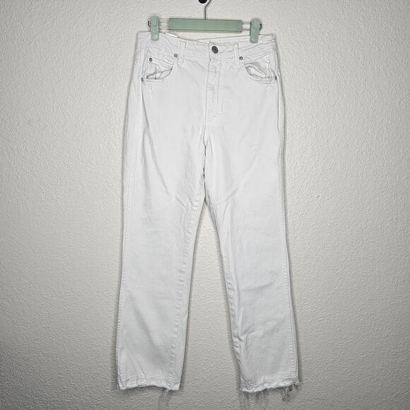 AMO size 27 Denim High Rise Bella White Oak Jeans W/ Undone Hem For Women - Picture 2 of 8